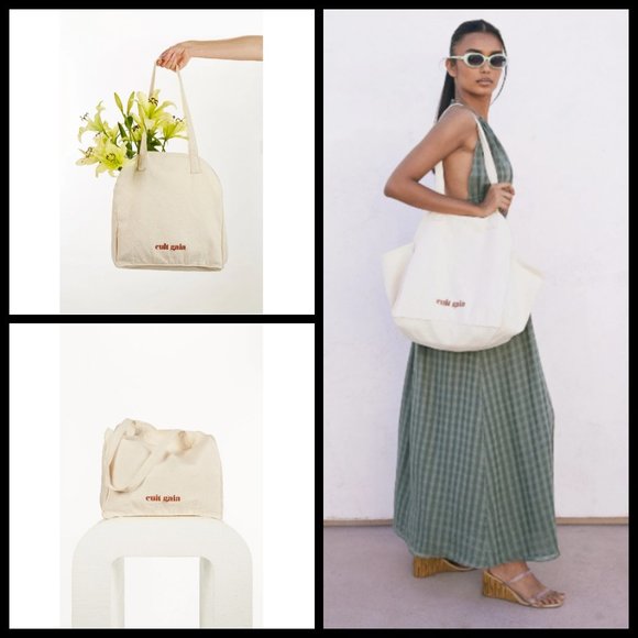 cult gaia Handbags - 💕CULT GAIA💕 Reusable Tote Bag Canvas Carryall Logo Recycled Cotton Cream